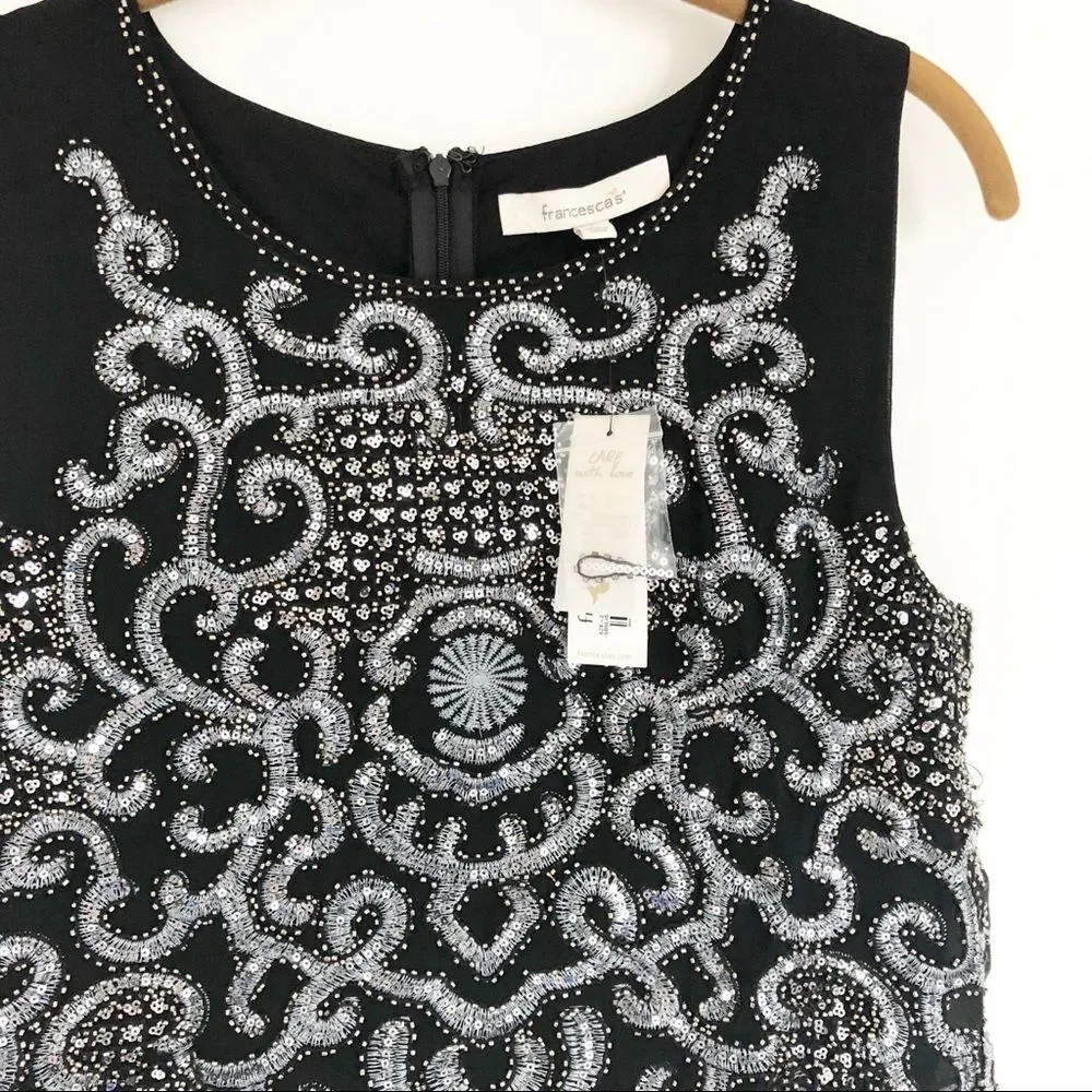 Francesca’s sequin pop-over dress Black Sz M